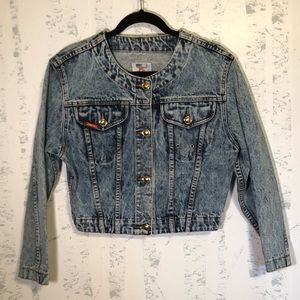 Vintage Jordache Acid Wash Crop Jean Jacket Sz Med